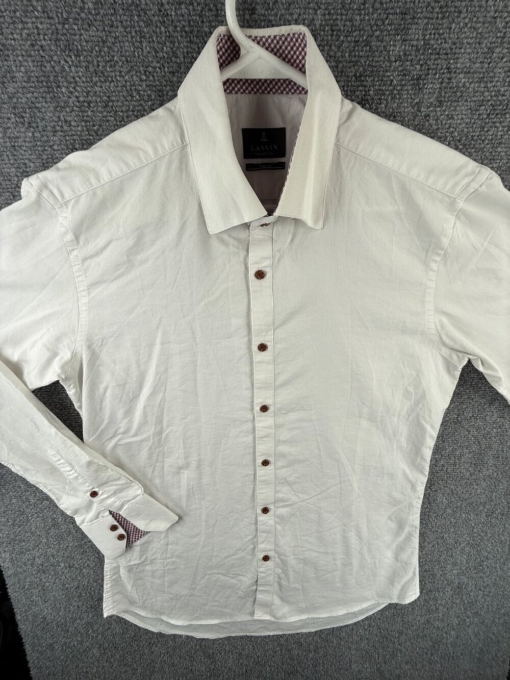 Lanvin Collection Button Up Long Sleeve Slim Fit White Size 100 Cotton Blend